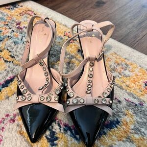 Kate Spade Black and Pink Embellished Pumps